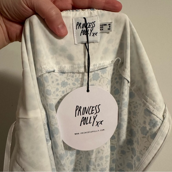 Princess Polly NWT Amara Midi Slip Dress in Blue Multi - Picture 10 of 12